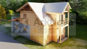 Sobrados em casa pre fabricada de madeira e alvenaria