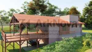 Sobrados em casa pre fabricada de madeira e alvenaria