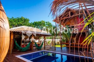 Sobrados em casa pre fabricada de madeira e alvenaria