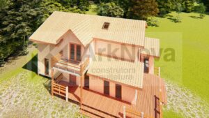 Sobrados em casa pre fabricada de madeira e alvenaria