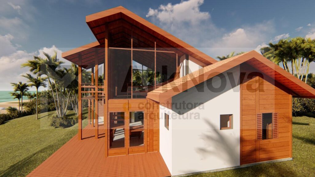 Sobrados em casa pre fabricada de madeira e alvenaria