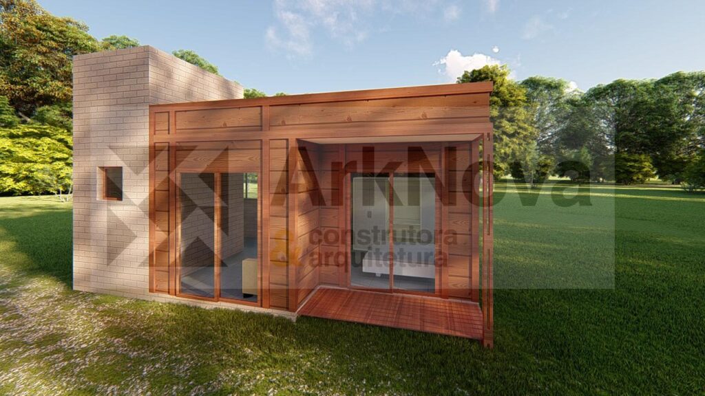 Sobrados em casa pre fabricada de madeira e alvenaria