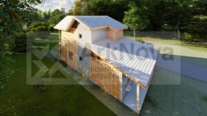 Sobrados em casa pre fabricada de madeira e alvenaria