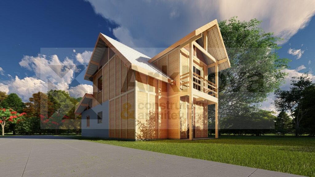 Sobrados em casa pre fabricada de madeira e alvenaria