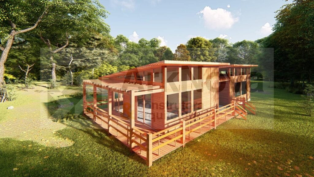 Sobrados em casa pre fabricada de madeira e alvenaria