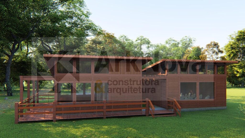 Sobrados em casa pre fabricada de madeira e alvenaria